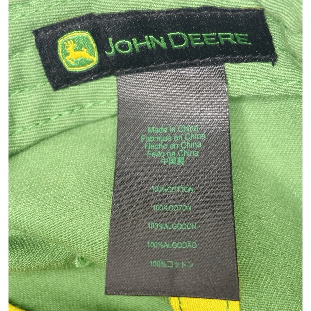 John Deere Distressed Green Snapback Baseball Cap Hat Metallic Logo LP48321